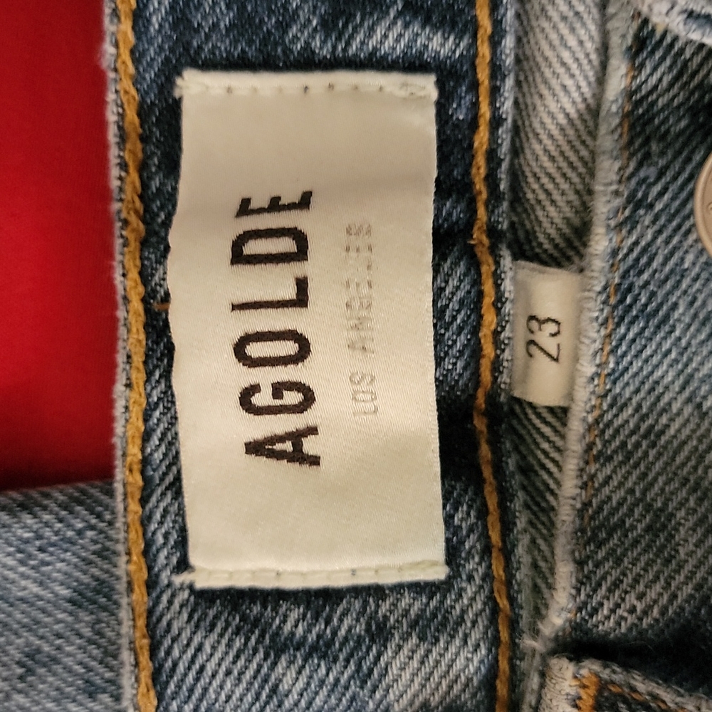 Agolde Distressed/High-Rise Button-Fly Jeans - Picture 10 of 14